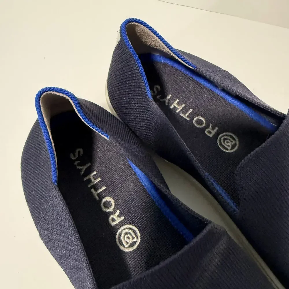 Rothy's Women's The Sneaker Slip On Shoes Loafer Knit Stretch Navy Blue 9‎